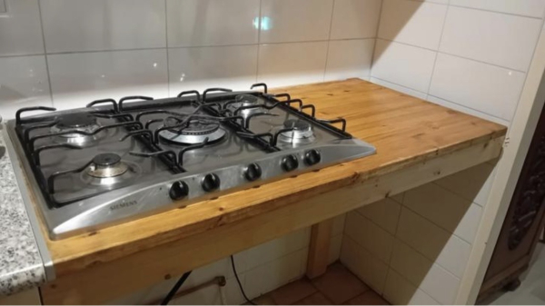 5 PITS RVS GASKOOKPLAAT MET WOKBRANDER VAN SIEMENS - marktopmaat.nl